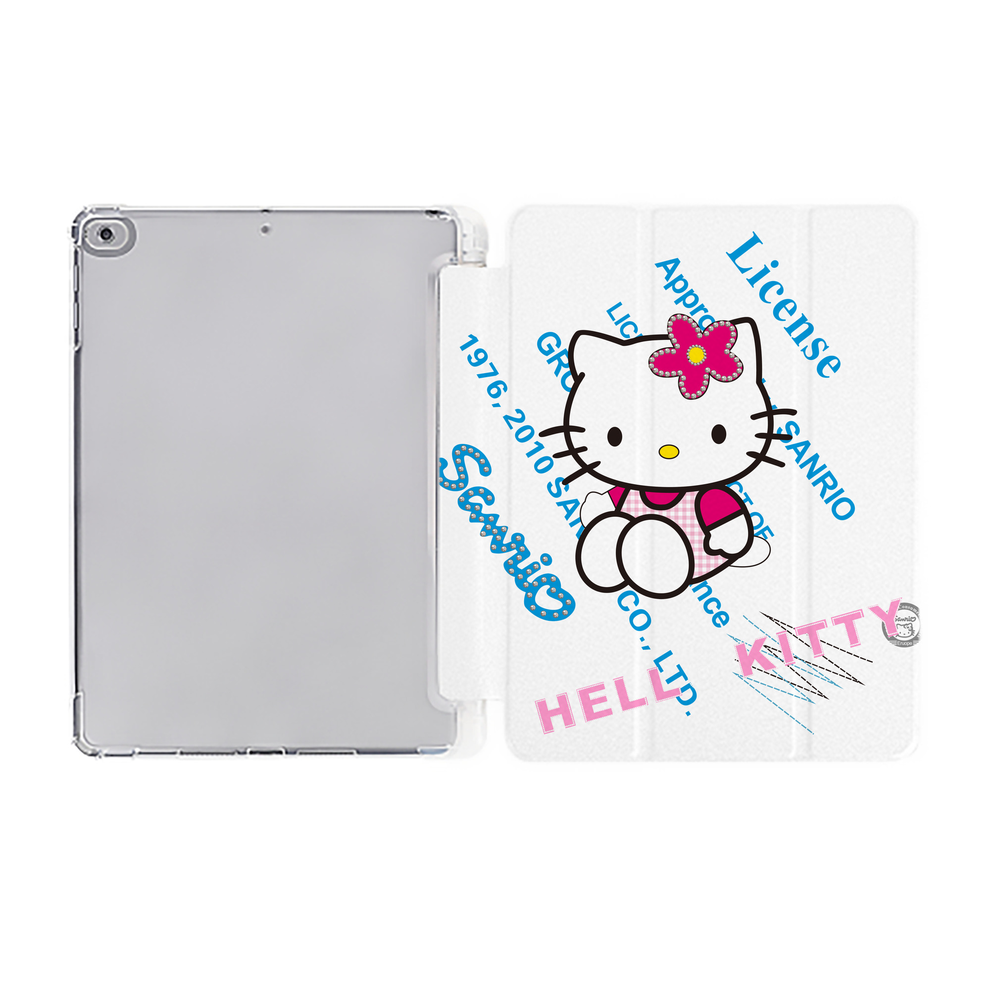 （画像用） Hello Kitty ハローキティ IPad ケース ペン収納付き 三つ折りスタンド PUレザー×シリコン 対応機種9.5/10.5/10.9インチ